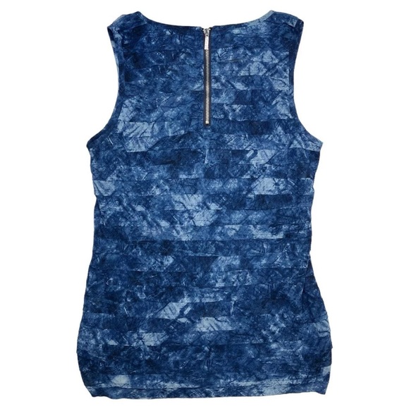 Michael Kors Y2K Layered Blue Print Tiered Tank /Blouse Top Sleeveless Size 6 - Picture 3 of 5